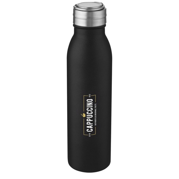 Bouteille de sport Harper 700 ml en acier inoxydable avec boucle métallique - Noir