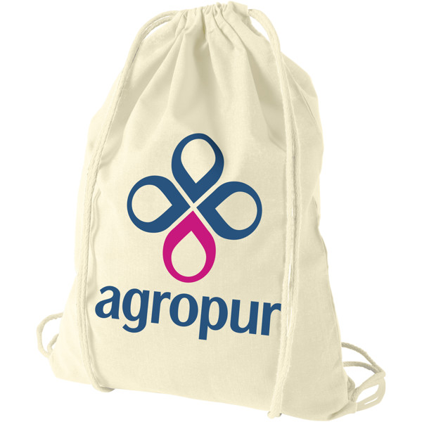 Oregon 100 g/m² cotton drawstring bag 5L - Natural