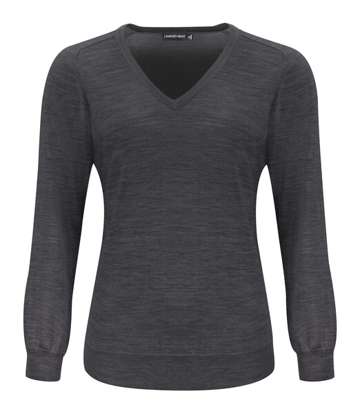 Merino V-Neck Woman Dark Grey melange XL