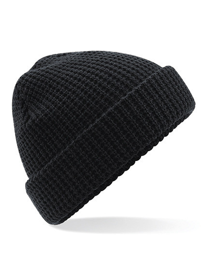 Classic Waffle Knit Beanie - Black / One Size