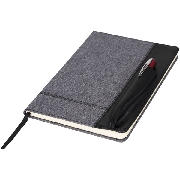 Heathered A5 notebook with leatherlook side - Solid Black