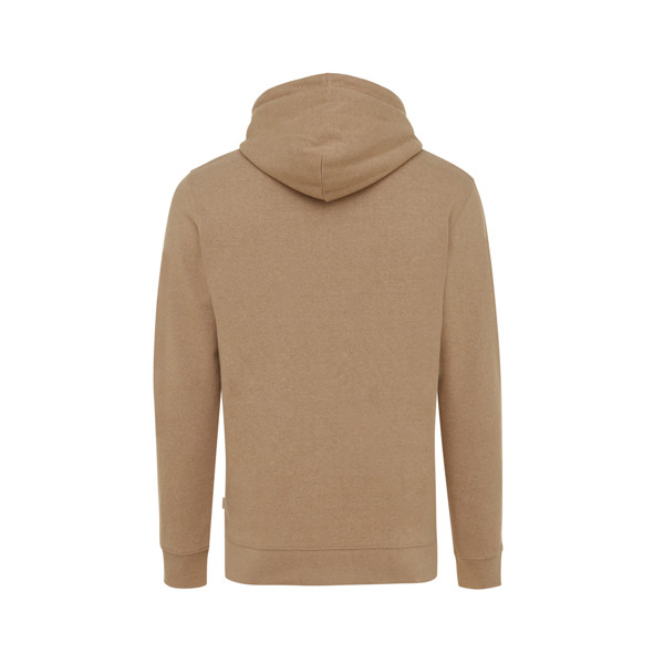 Sweat à capuche en coton recyclé et non teinté Iqoniq Torres - Heather Brown / L