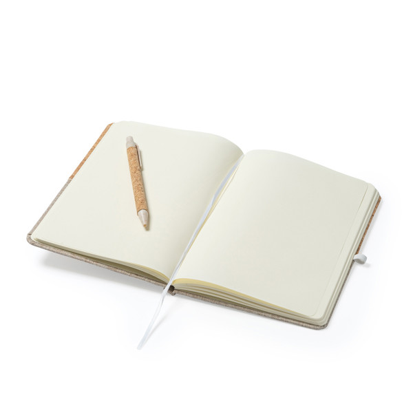 Bloc de notas A5 personalizado de corcho con bolígrafo a juego