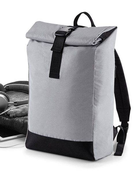 Reflective Roll-Top Backpack - Black Reflective / ONE SIZE