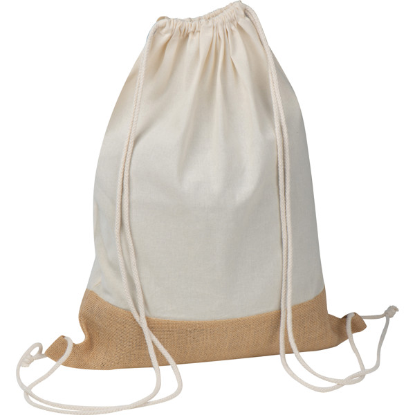 Gymbag with jute bottom EWELINA - White