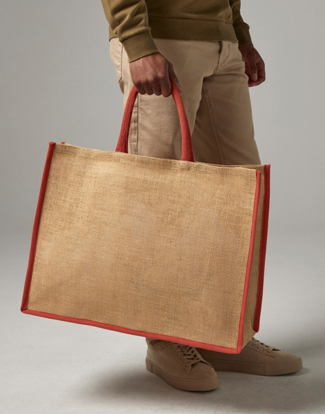 Natural Starched Jute Market Shopper - Natural / Olive Green / ONE SIZE