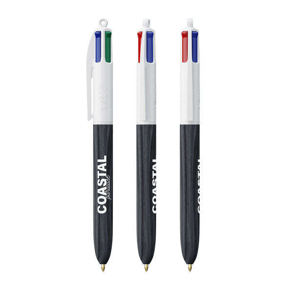 BIC® 4 Couleurs® Wood Style - Blanc - bois noir