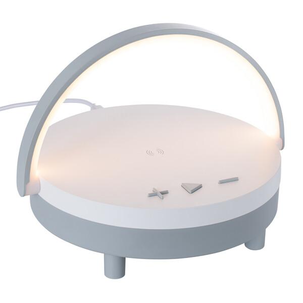 Haut-Parleur sans fil y compris chargeur sans fil 15 watts avec lumière BOURVILLE - blanc