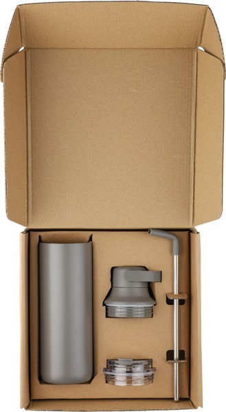 Garrafa de aço inoxidável com parede dupla (500 ml) Omari - cinza chumbo