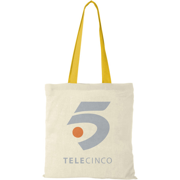 Shopper in cotone 100 g/m² con manici colorati Nevada - 7L - Natural / Giallo