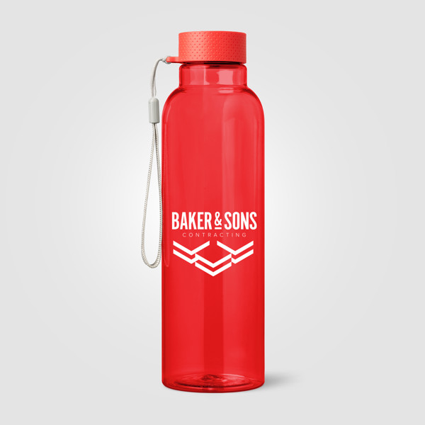 Aura rPET Wrist Strap Bottle - 710 ml - Red / Silkscreen