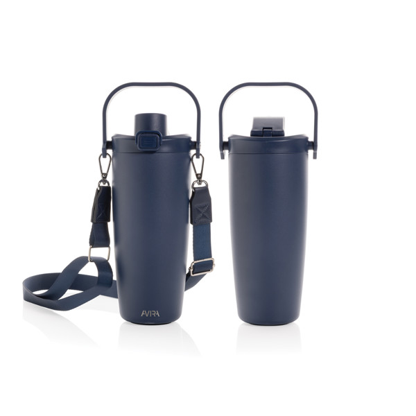 Mug en acier RCS avec bandoulière Avira Ayala - Bleu Marine