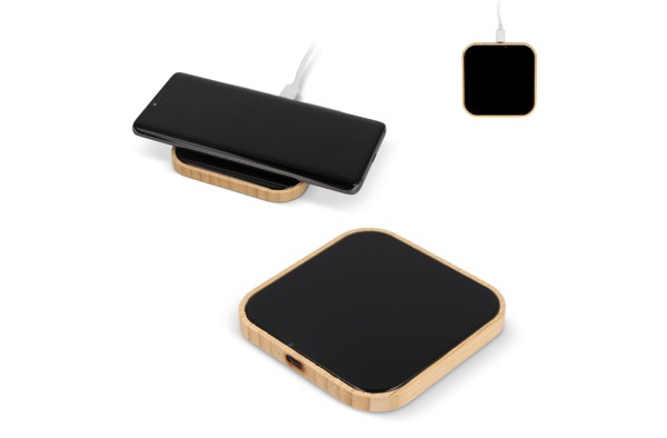 Wireless charger bamboo &amp; glass 10W