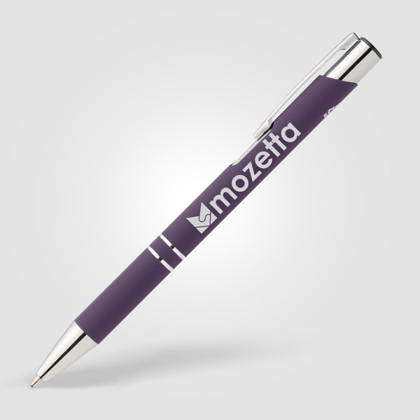 Stylo Crosby en aluminium recyclé avec finition soft-touch et détails chromés