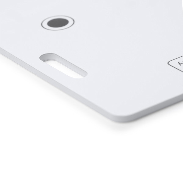 Personalised card-format ABS tracker with wireless charging