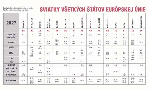 Stolový Kalendár Pracovný Stĺpcový 2027