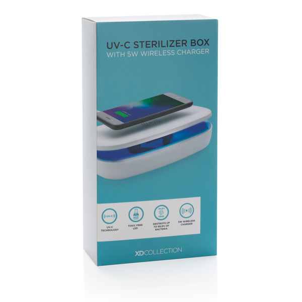 UV-C sterilizační box s bezdrátovým nabíjením 5W
