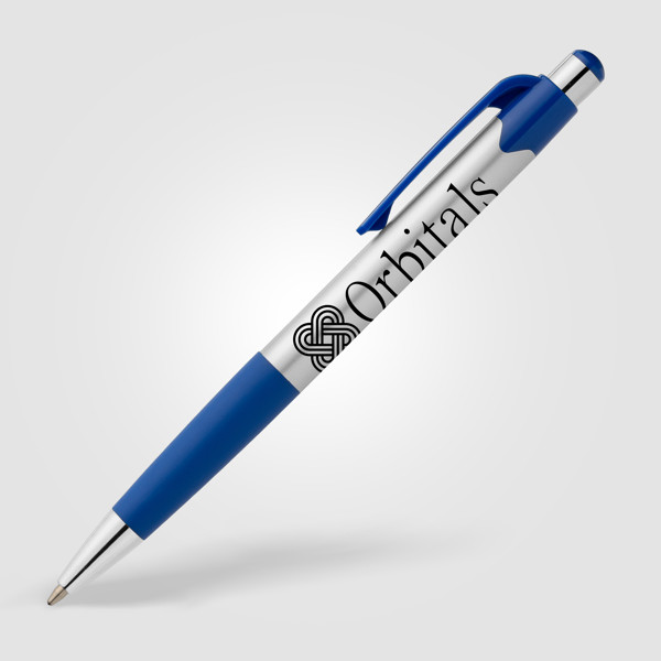 Stylo Smoothy en plastique recyclé avec grip coloré - Bleu roi / Jet d’encre 4 couleurs