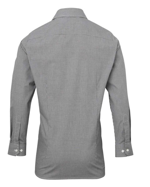 Men's Long Sleeve Gingham Cotton Microcheck Shirt - Black / White / L