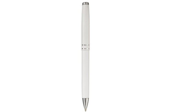 Pen set 2 stripes barrel metal - White