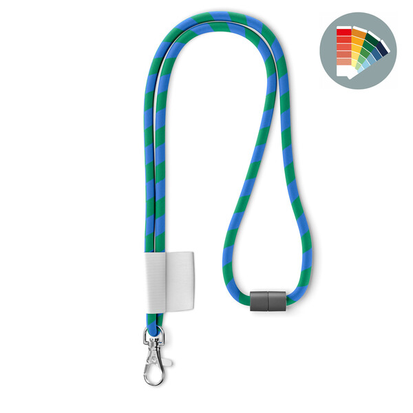 Polyester Lanyard mit 2-farbiger Kordel und Full Color Label - Eigenes PMS / Eigenes PMS / Metallkarabiner / Sicherheitsverschluss