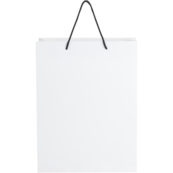 Ročno izdelana papirnata vrečka 31x12x41 cm, 170 g/m2 - Bela / enobarvna črna