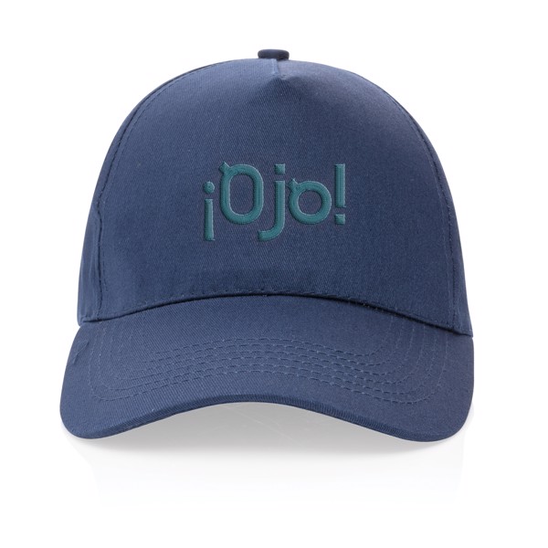 Casquette 5 panneaux en coton recyclé 190gr IMPACT - Bleu Marine