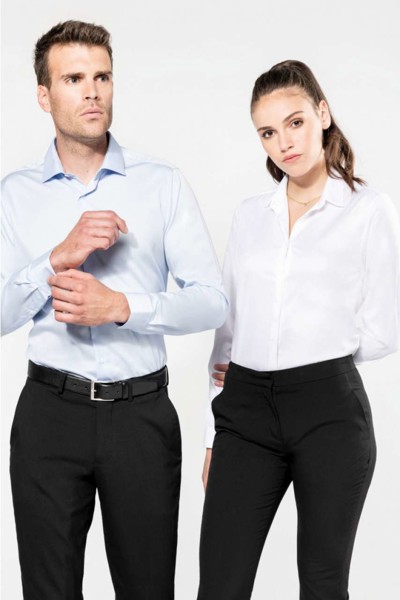 Ladies' Long-Sleeved Twill Shirt - White / 2XL