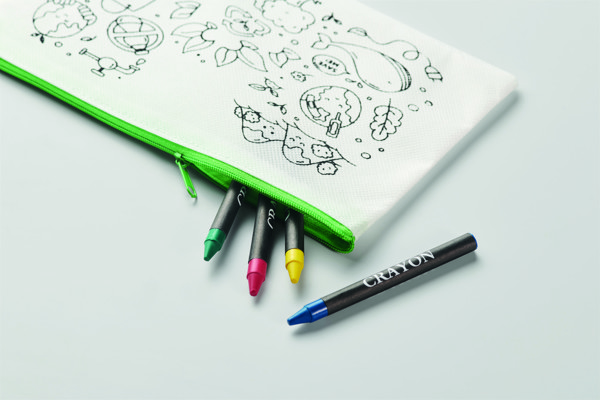 Pencil case with 4 crayons - Lime