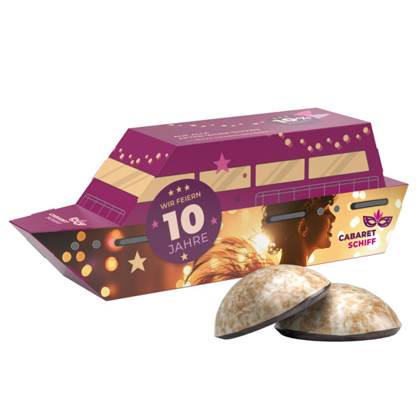 3D present ship, 4 WEISS mini gingerbreads | 4 WEISS mini gingerbreads, 50 g