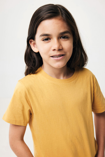 IQONIQ Koli kids lightweight recycled cotton t-shirt - Ochre Yellow / 56