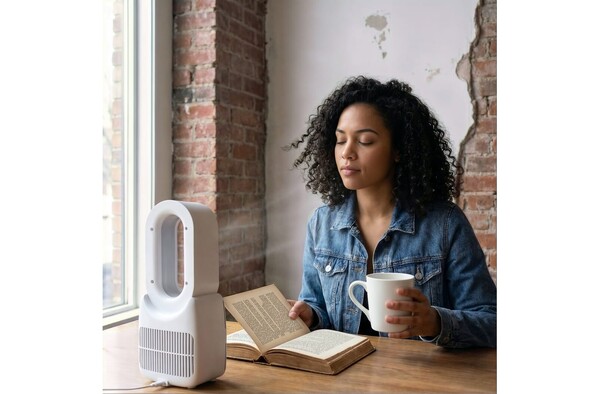 InSideOut Bladeless Soft Wind Fan Brislux with LED Light - White