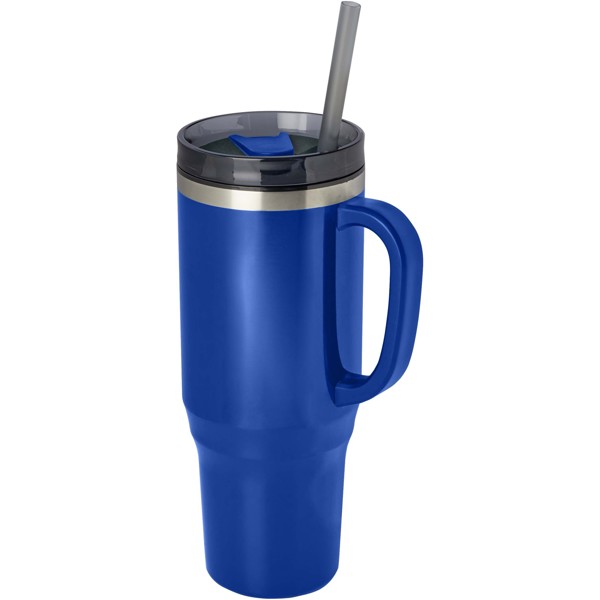 Mug isotherme Melbourne 1200 ml certifié RCS avec paille - Bleu royal
