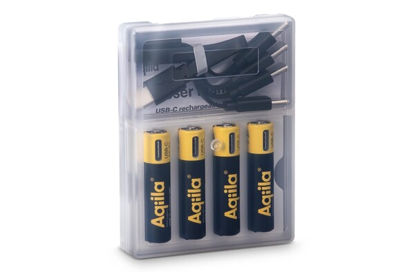 Aqiila Rechargeable USB-C Batteries AAA 600mAh 4-p