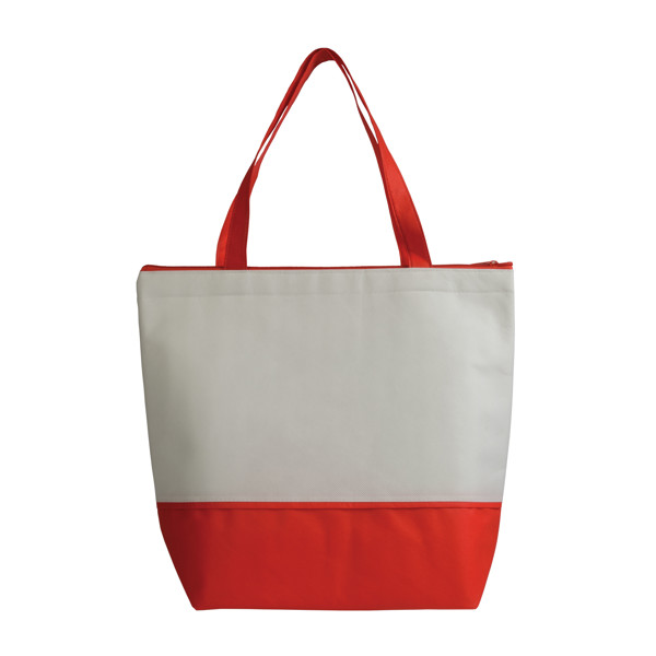 Non-Woven Fabric Cooler Bag With Silver Interior - Red / White