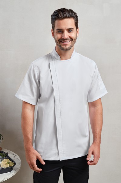 Chef's Zip-Close Short Sleeve Jacket - White / L