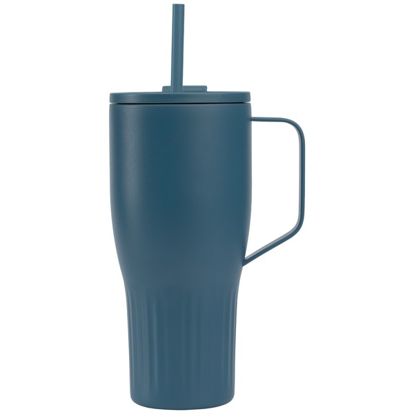 Majesty Recycled Stainless Steel Straw Tumbler - 890 ml - Steel Blue / Laser