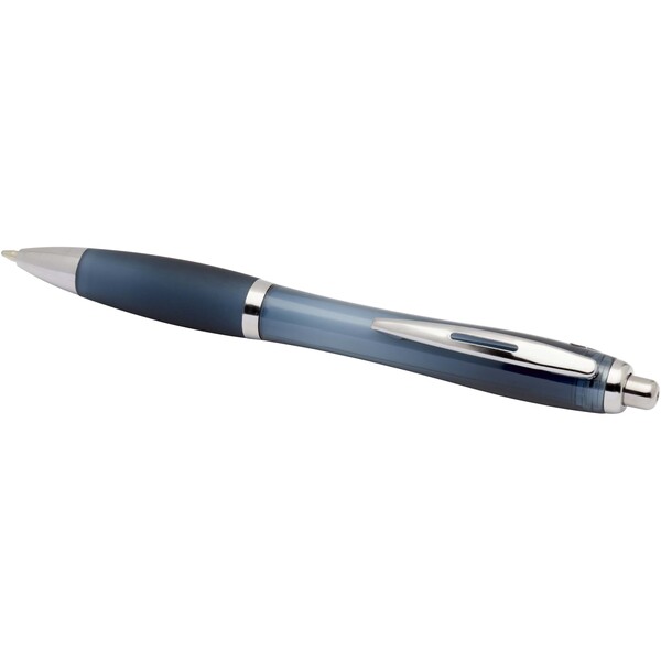 Stylo bille en plastique recyclé RCS avec corps et grip colorés (encre bleue) Nash - Bleu hale