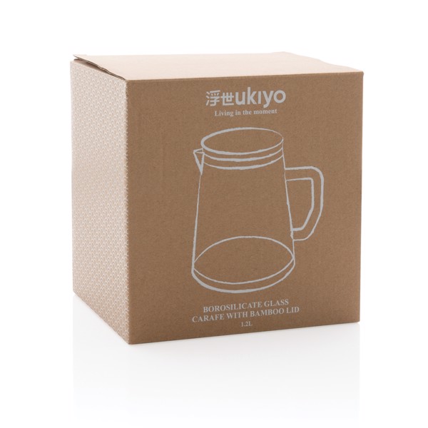 XD - Ukiyo borosilicate glass carafe with bamboo lid 1.2L