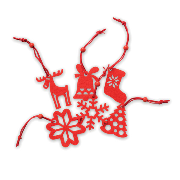 Rouge felt tree hangers set 6 pcs,PET