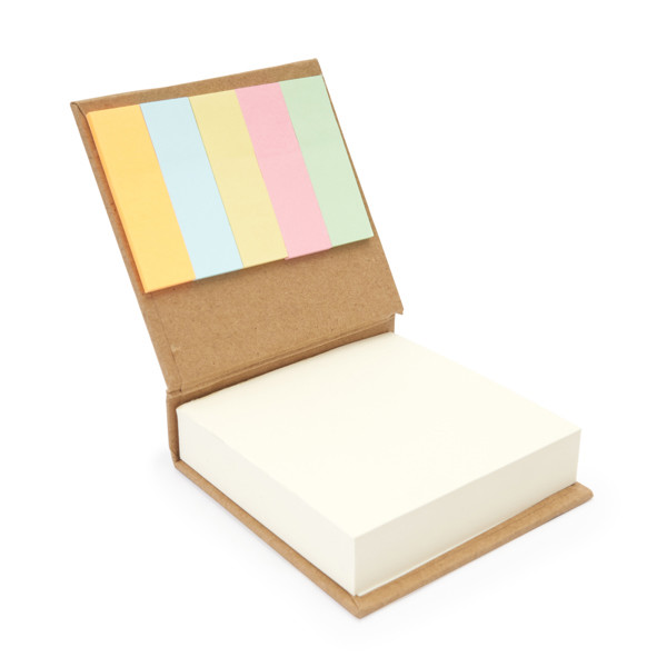 Personalised note set with notepad and sticky notes in recycled cardboard