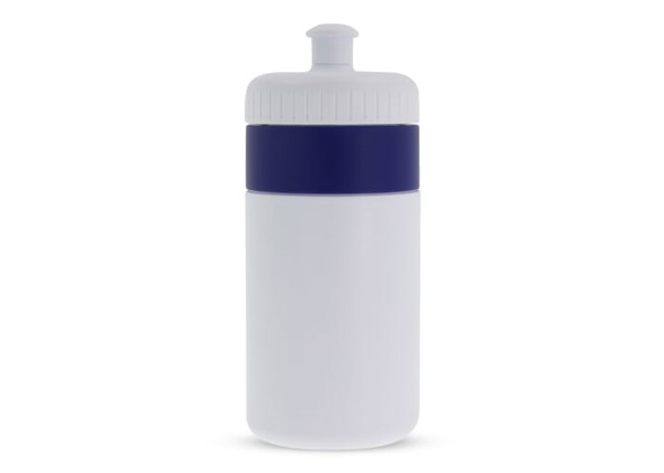 Bidon de sport avec bord 500ml - Blanc / Bleu foncé