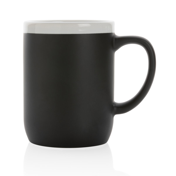 Ceramic mug with white rim 300ml - Black / White