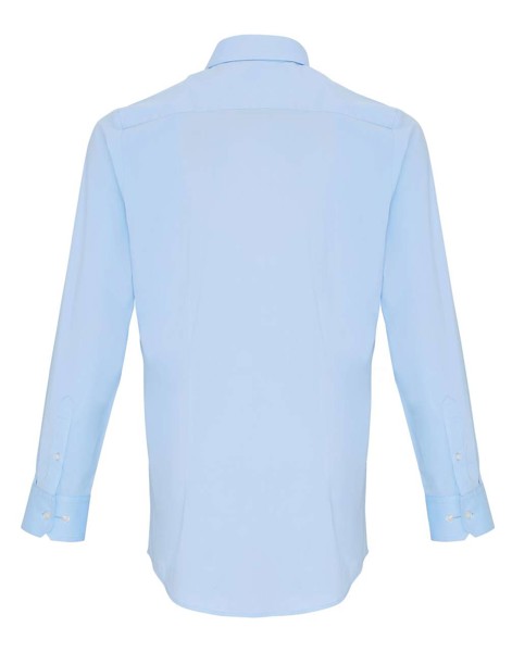 Men's Stretch-Fit Cotton Poplin Long Sleeve Shirt - Pale Blue / 3XL