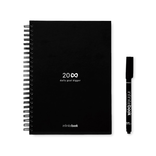 STARTER KIT INFINITE PLANNER A5. Kit composto um "Infinite Diary", kit de limpeza, marcador e suporte de marcador - Preto