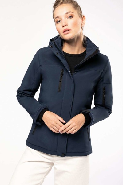 Ladies’ Hooded Softshell Lined Parka - Titanium / XL