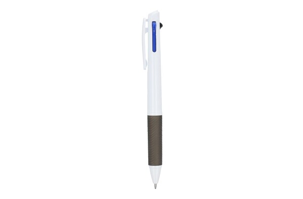 3 Colour pen with grip and keycord - White / Black