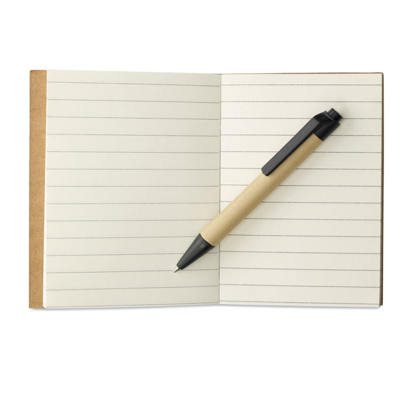 Bloc-notes a/ mini-stylo rec. Cartopad - Noir