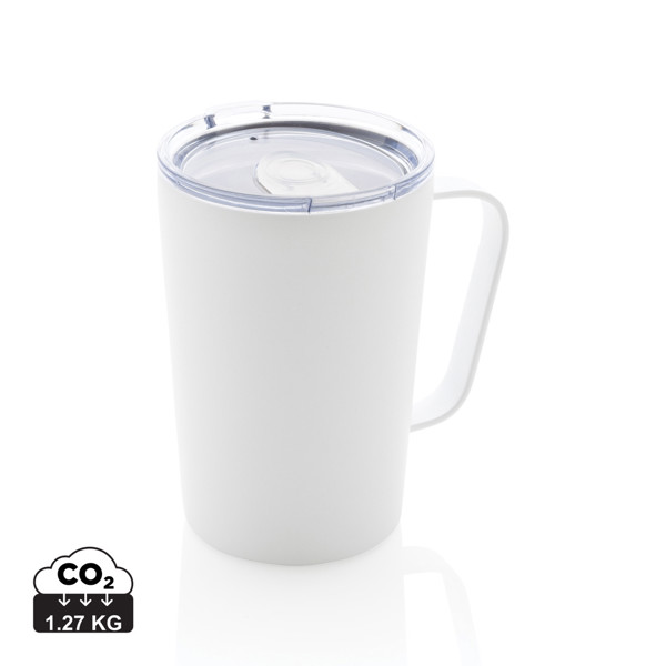 RCS Recycled stainless steel modern vacuum mug with lid - White