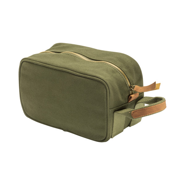 Recycled Canvas Beauty Case With Side Handle - Dark Green